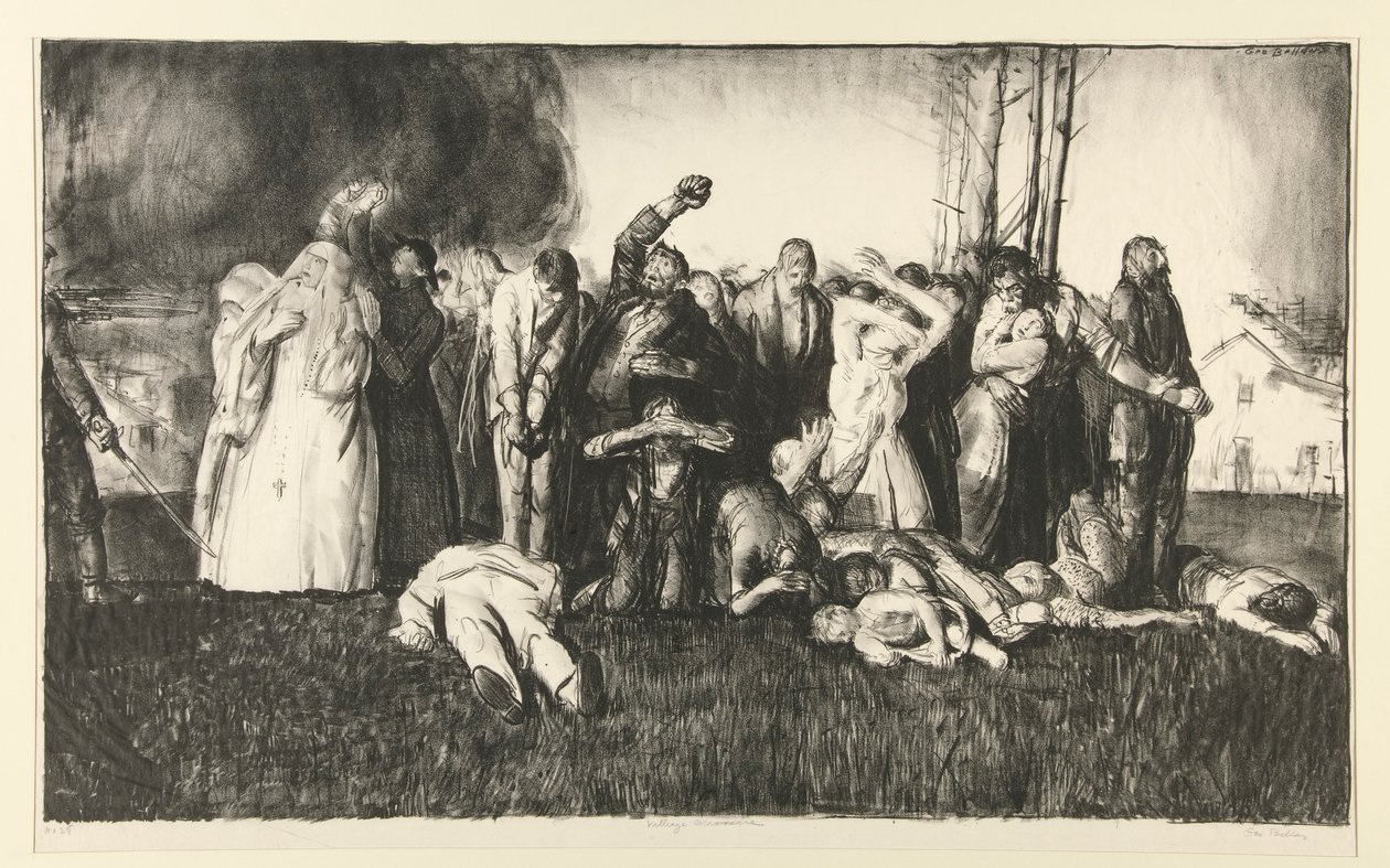 Village Massacre ou Massacre em Dinant, da série WAR de George Wesley Bellows