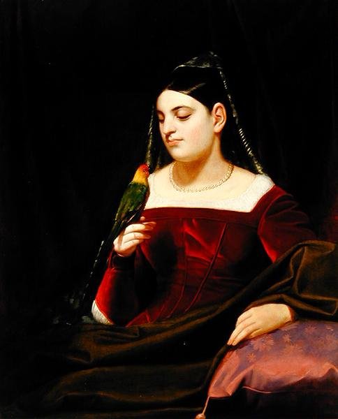 Lady and Parrot, c.1835 (óleo sobre tela) de George Whiting Flagg