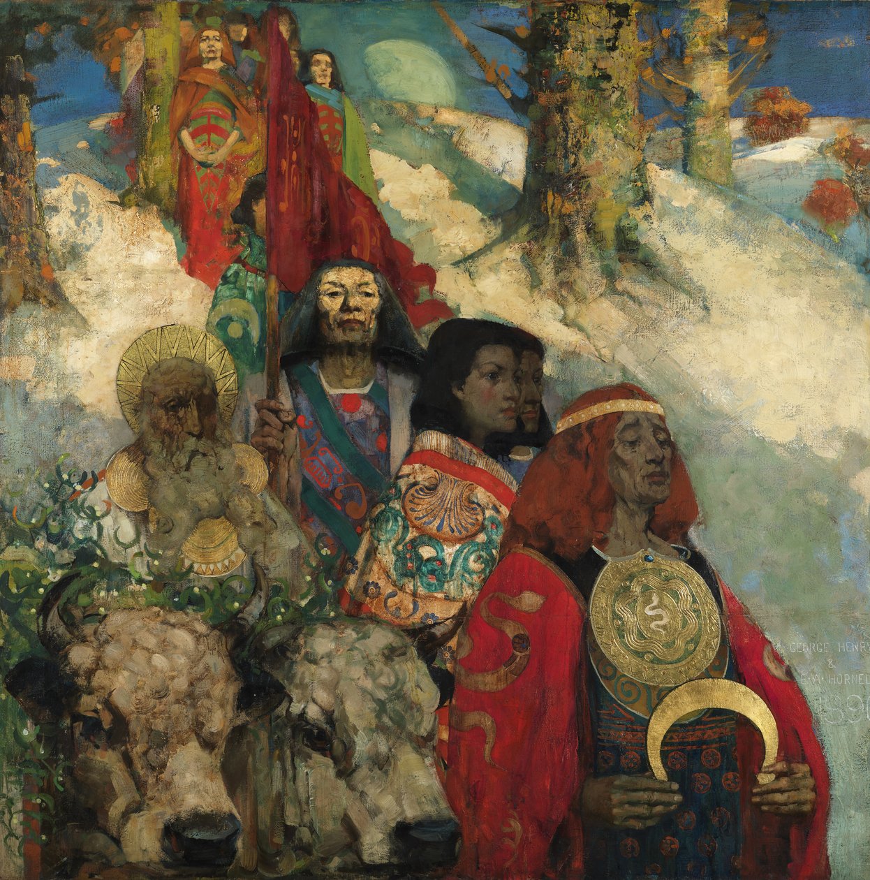 Os Druidas - Trazendo o azevinho de George and Hornel Edward A. (1864 1933) Henry