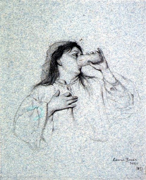 Bebidas de Menina de George de Forest Brush or Brusch