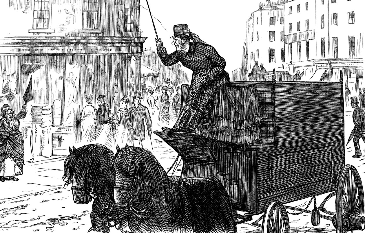 Uma cena de rua movimentada em Londres de George du Maurier