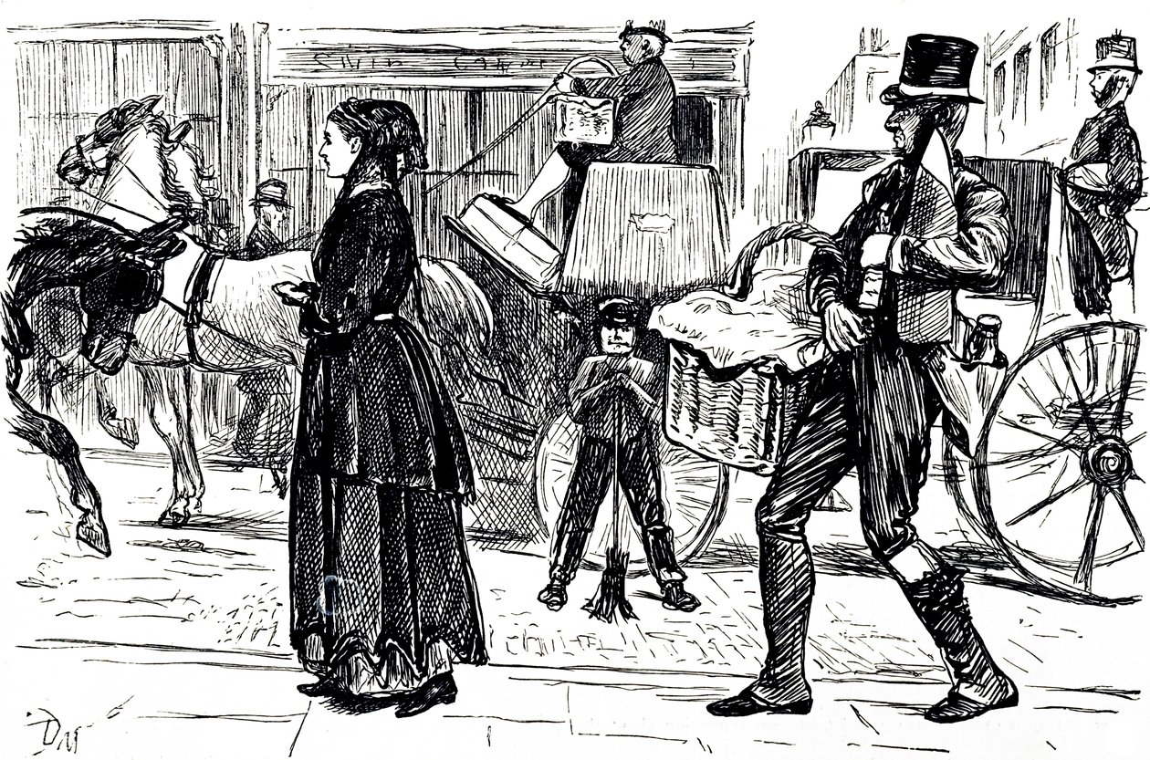 Um desenho animado que retrata os primeiros dias das lojas Cooperativas. Ilustrado por George du Maurier (1834-1896) um cartoonista franco-britânico e autor de George du Maurier