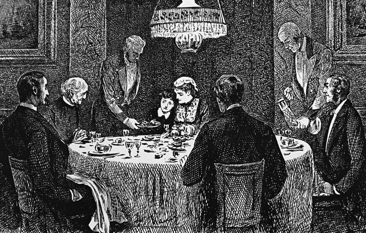 Uma família de classe alta na mesa de George du Maurier