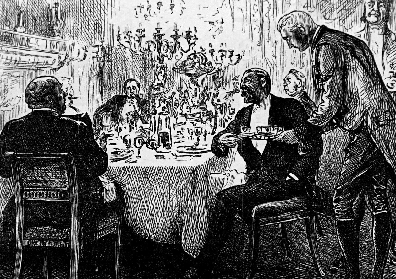 Uma família de classe alta na mesa de George du Maurier