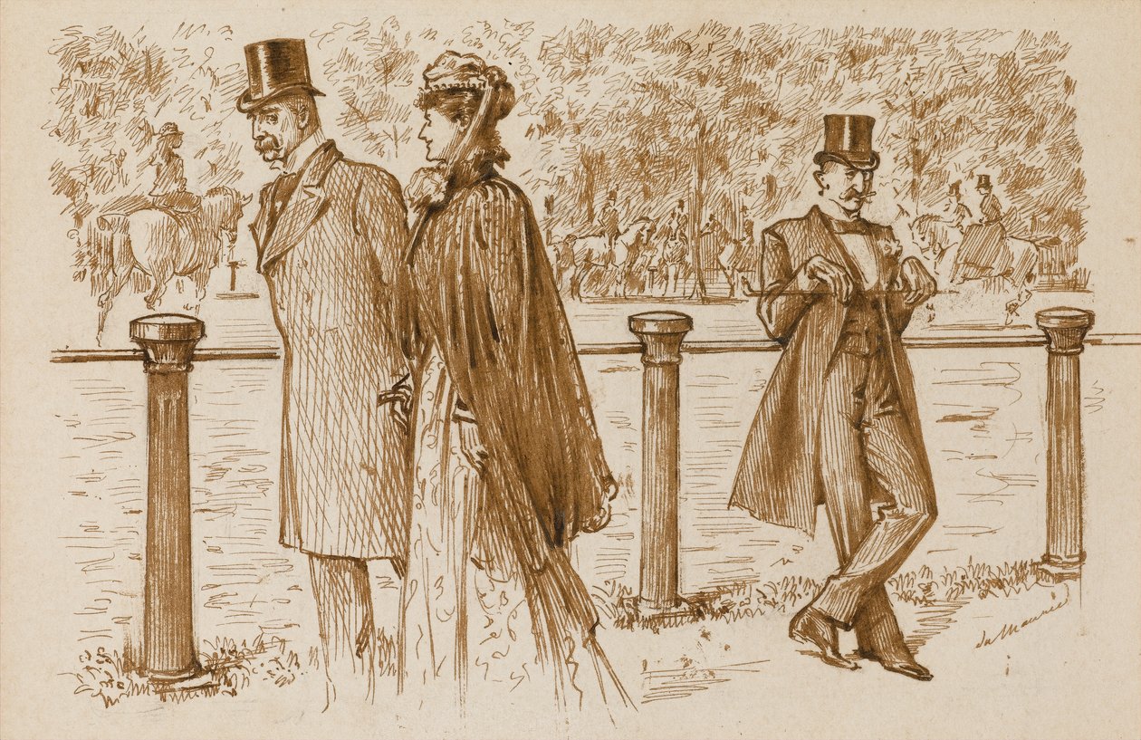 En Passant: Isso é Bounderson, não é Ele deveria ter sido afogado como um rnPuppy !, Revista Punch, 23 de julho 23 1892 (caneta e tinta sépia no papel) de George du Maurier
