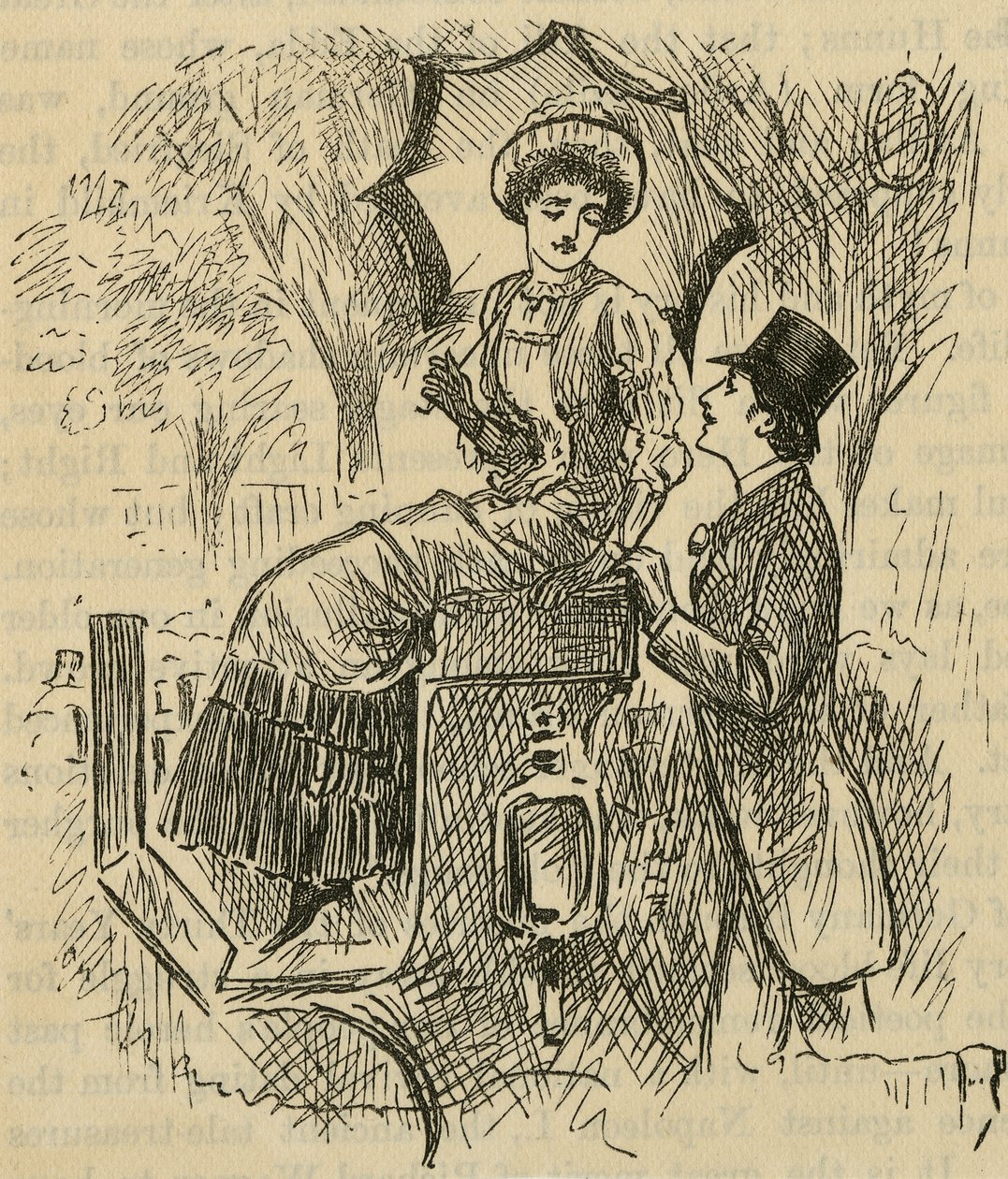 A namoriscar. Ilustração de George du Maurier (1834-1896) publicada em 1882. de George du Maurier