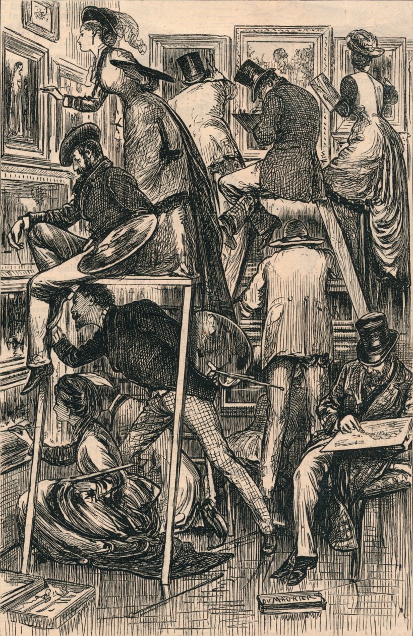 Dia de envernizamento na Royal Academy, 1877 de George du Maurier