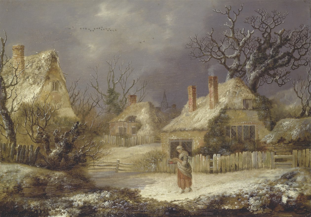 Uma paisagem de inverno (óleo sobre tela) de George of Chichester Smith