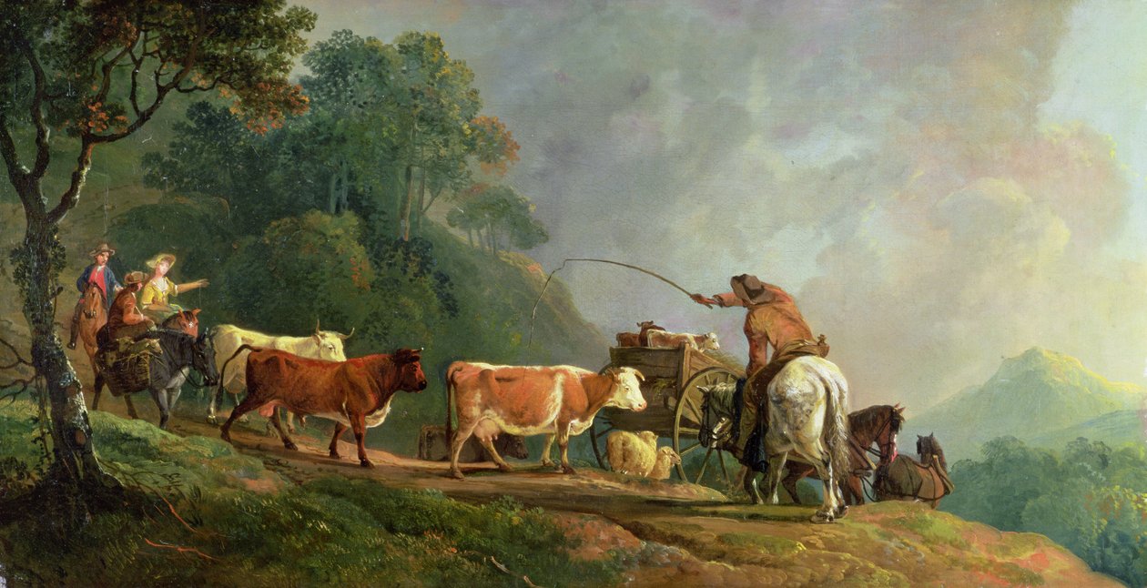 Indo ao mercado (óleo sobre tela) de George the Elder Barret