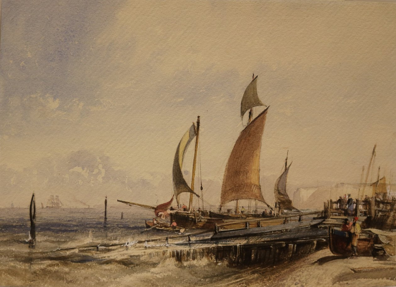 Cena da costa, c.1830 (aguarela e cor de corpo sobre papel) de George the Elder Chambers