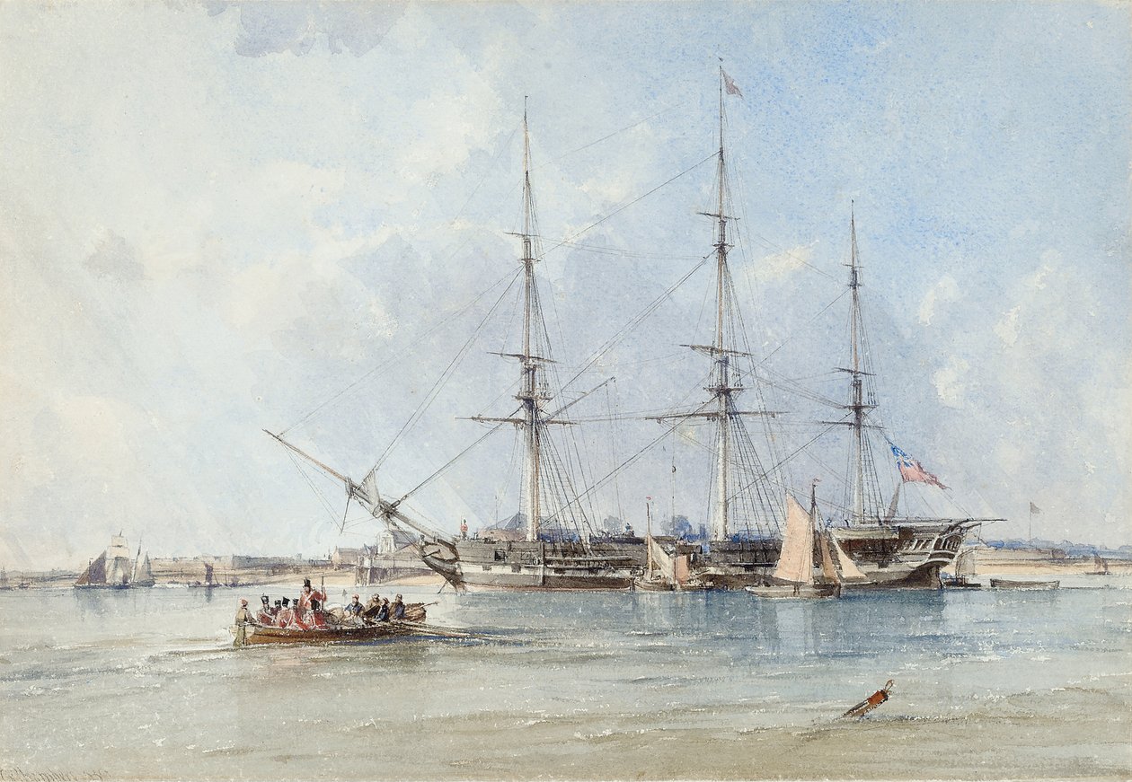 A fragata Blackwall Seringapatam ancorada perto do Forte de Tilbury de George the Elder Chambers
