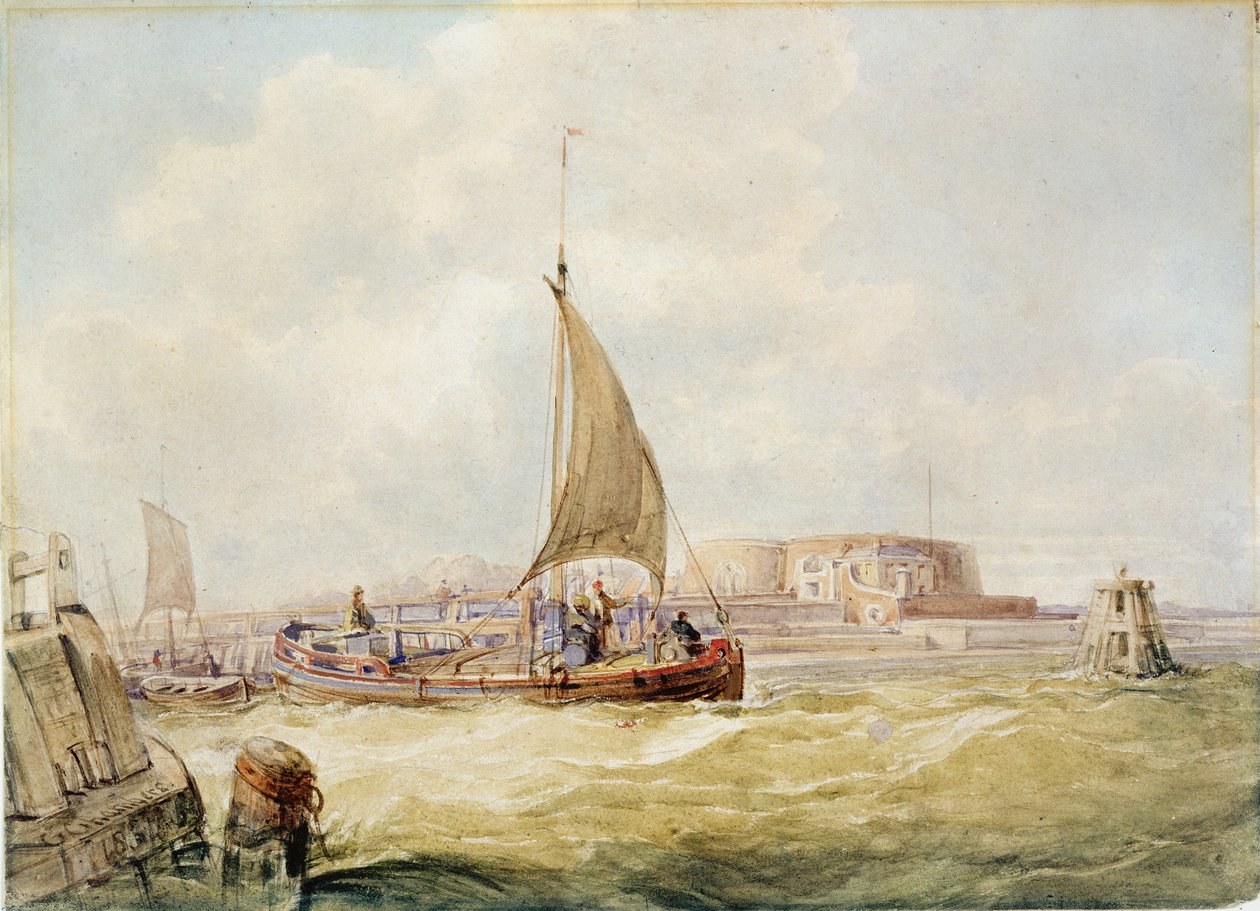 The Old Harbour, Hull (caneta, lápis, sépia e aguarela sobre papel) de George the Elder Chambers