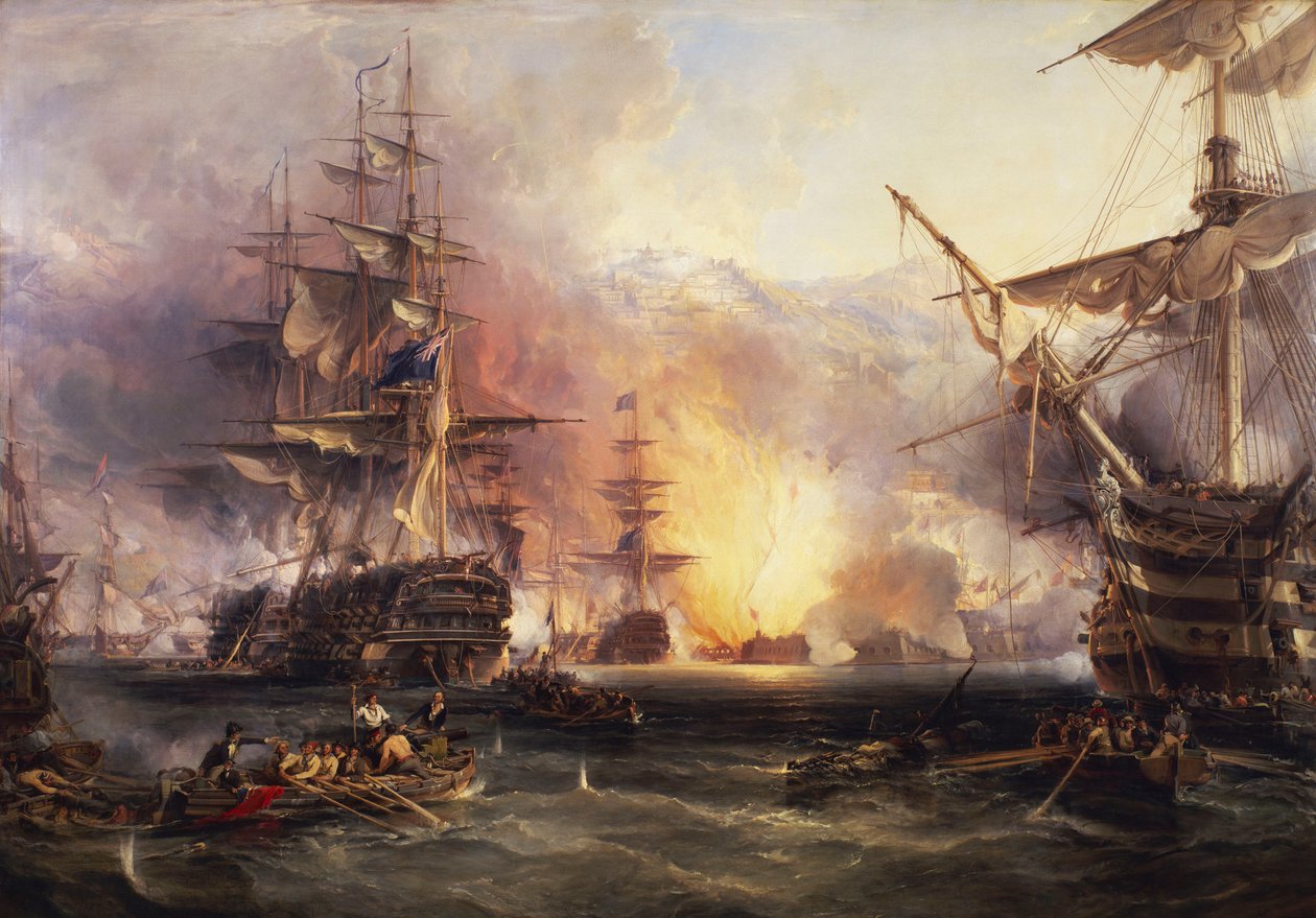 O bombardeamento de Argel, 27 de agosto de 1816 de George the Elder Chambers