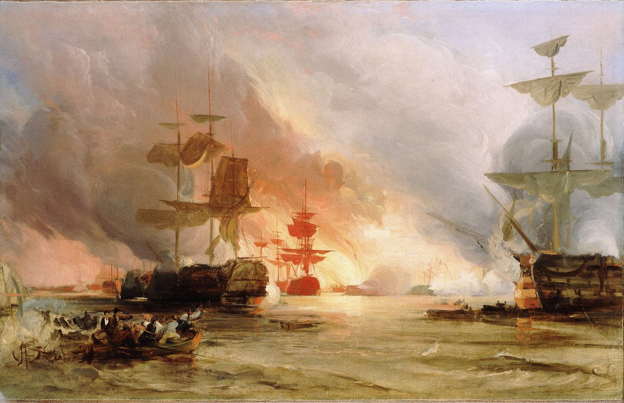 O bombardeamento de Argel, 27 de agosto de 1816, c.1836 (pintura a óleo) de George the Elder Chambers