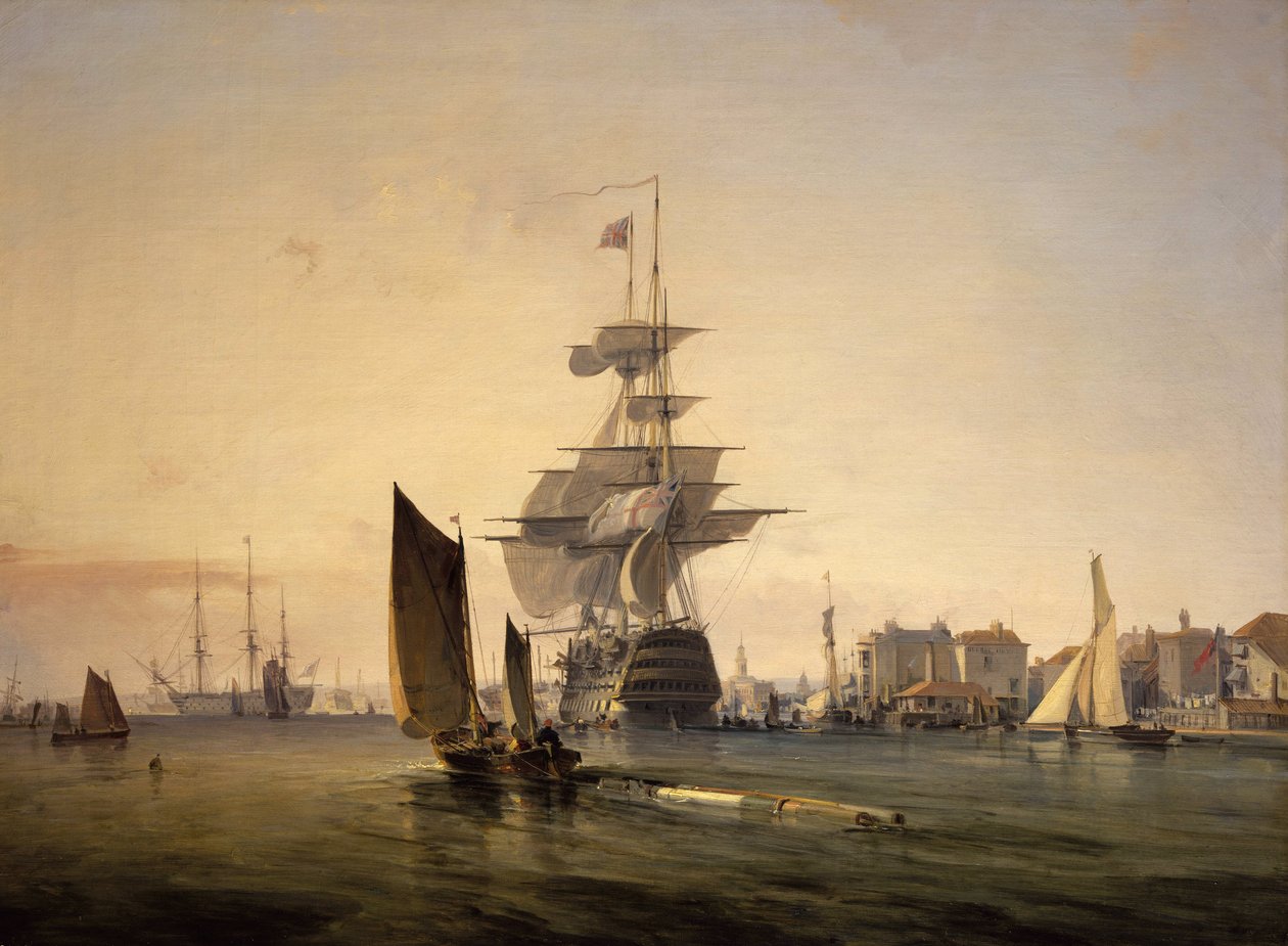 O navio "Britannia" entra em Portsmouth (Inglaterra) a 4 de fevereiro de George the Elder Chambers