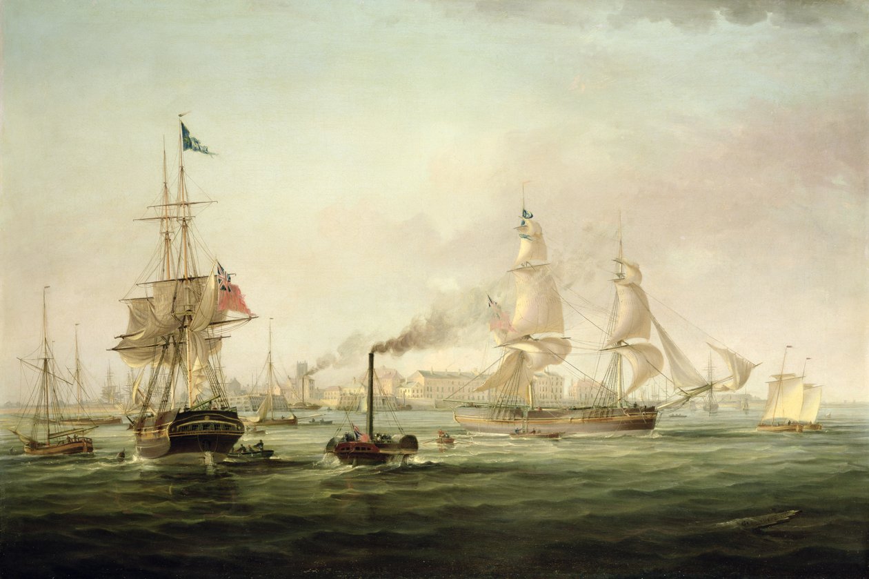 Vista do porto de Hull com o Spartan (óleo sobre tela) de George the Elder Chambers