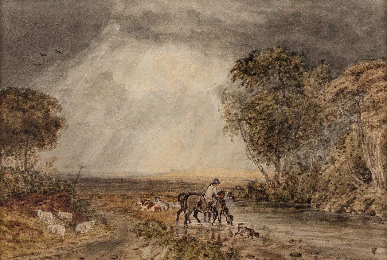 Paisagem [O regresso a casa], data desconhecida (aguarela sobre papel) de George the Younger Barret