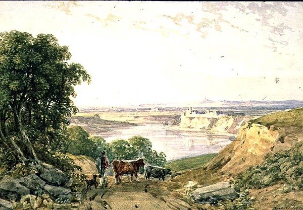 Paisagem com gado de George the Younger Barret