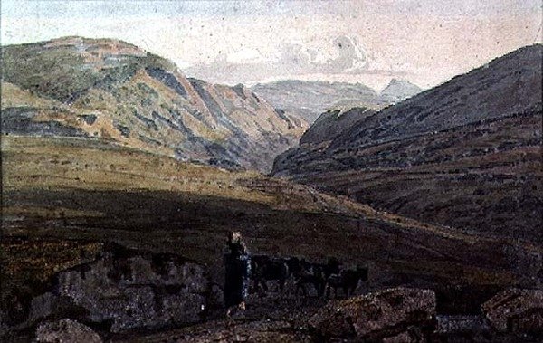Paisagem montanhosa - noite de George the Younger Barret