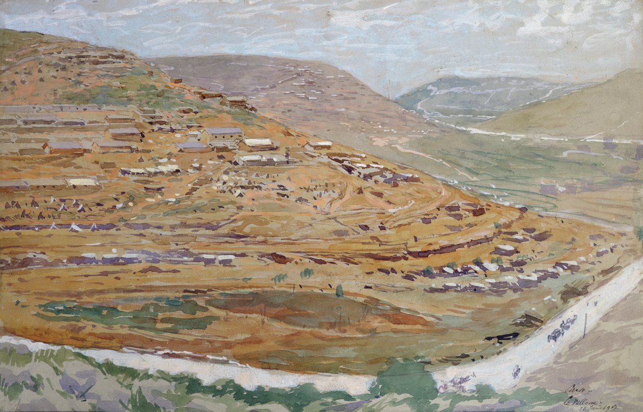 Acampamento de soldados aliados no Vale do Carso, Eslovênia, 16 de junho de 1917 de Georges Bertin Scott