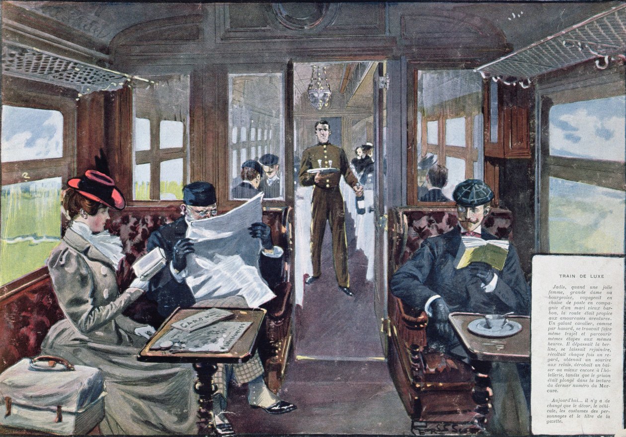Carro de restaurante em um trem de luxo, de Georges Bertin Scott