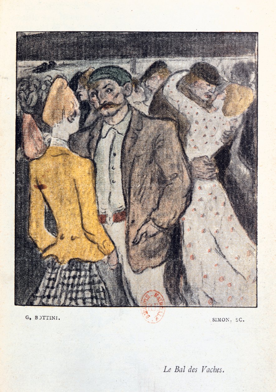 &39;The Ball of Cows&39;, ilustração de &39;La Maison Philibert&39;, de Jean Lorrain (1855-1906), publicada em 1904 de Georges Bottini