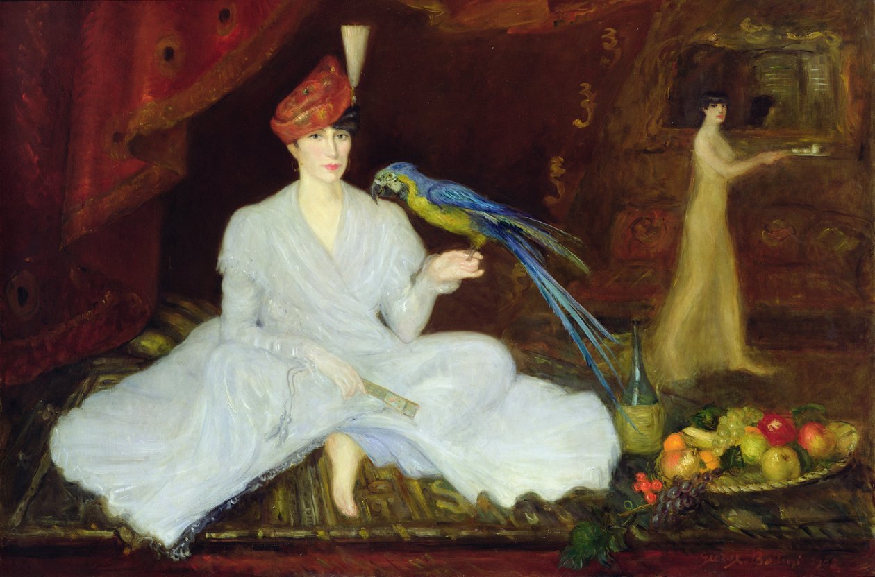Mulher com um papagaio, 1905 de Georges Bottini