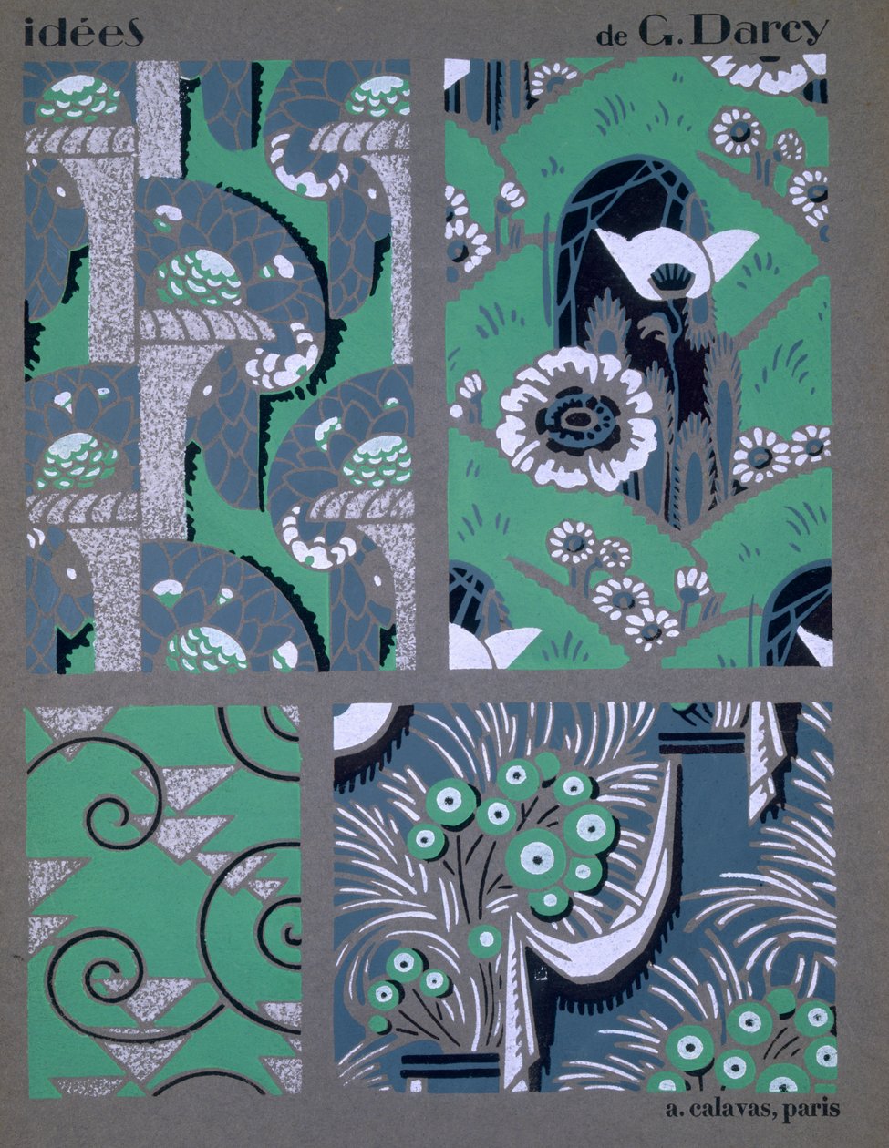 Design de papel de parede, de &39;Idees&39;, publicado por A. Calavas, Paris, c.1925 de Georges Darcy