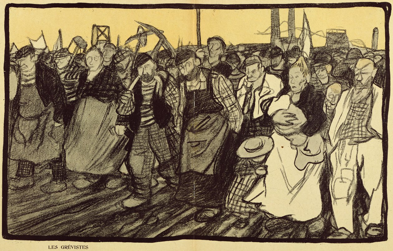 Os grevistas, desenhos animados de &39;The Butter Plate&39;, 5 de março de 1904) cor litho) de Georges Dupuis