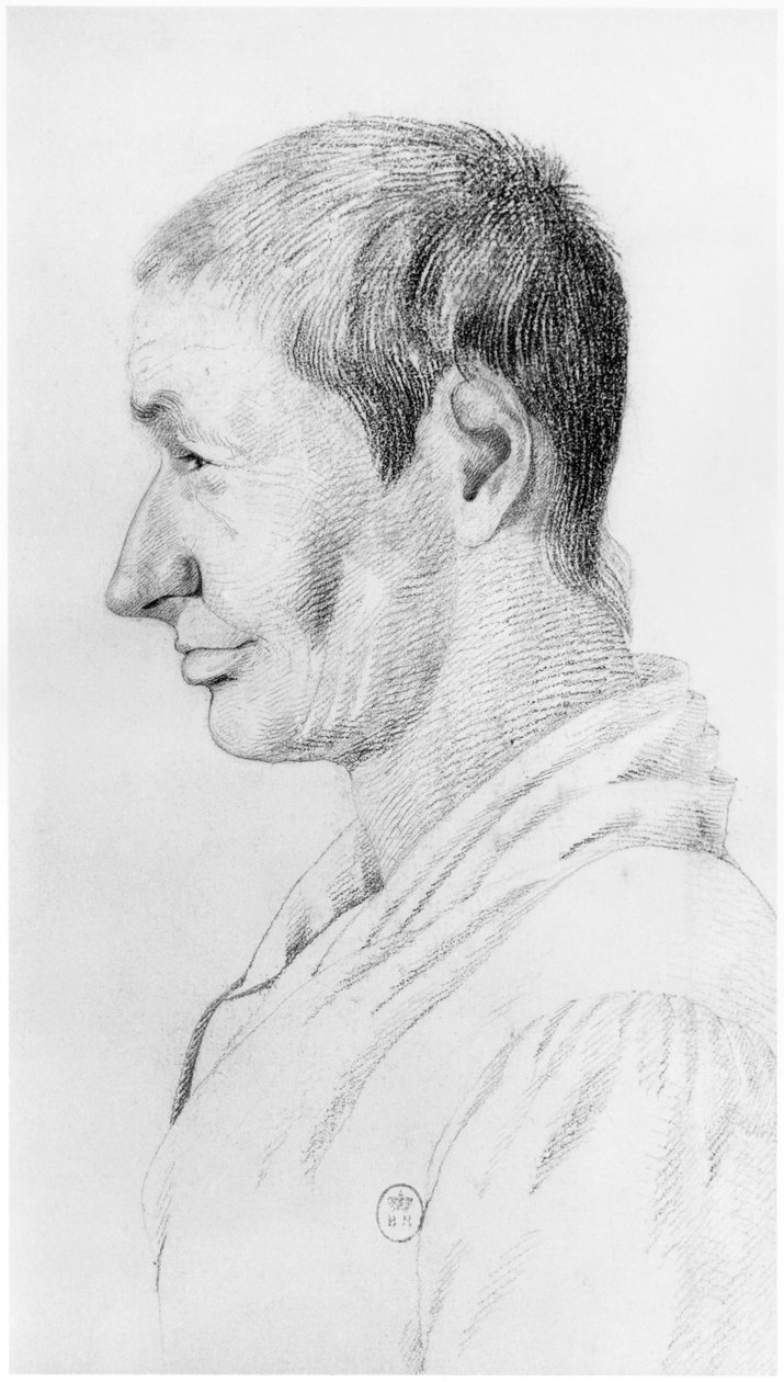 Maníaco, ilustração de um tratado inédito de Jean Etienne Dominique Esquirol (1772-1840) sobre os lunáticos do asilo de Salpetriere, c.1818 de Georges Francois Gabriel