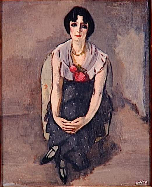Retrato, de, um, mulher, com, rosas vermelhas de Georges Karpeles
