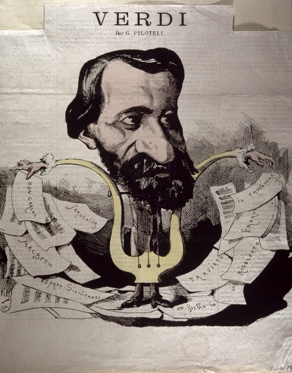 Giuseppe Verdi (1813-1901), caricatura, 1860 de Georges Labadie Pilotell