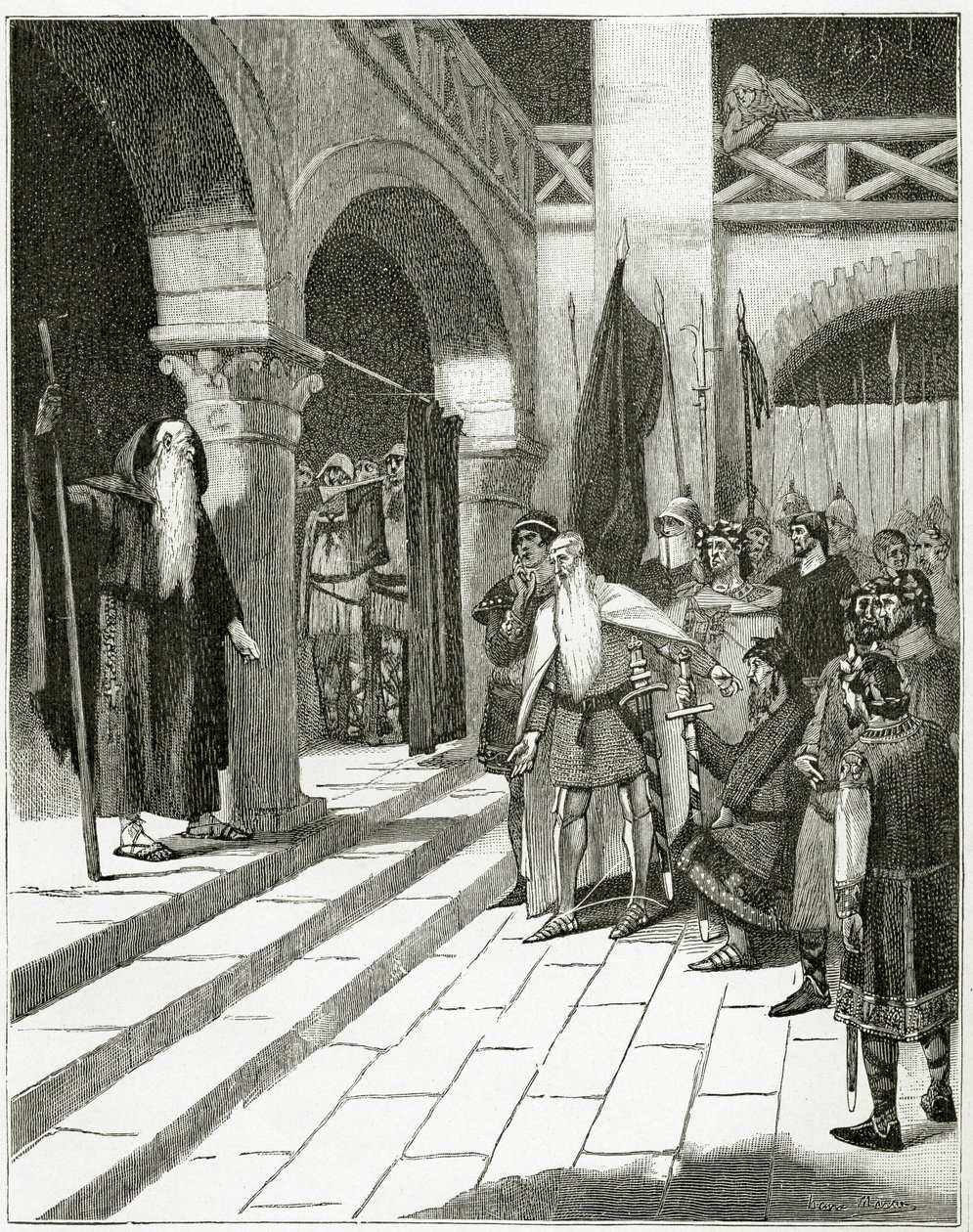 Les Burgraves, século XIX (gravura de bw) de Georges Marie Rochegrosse