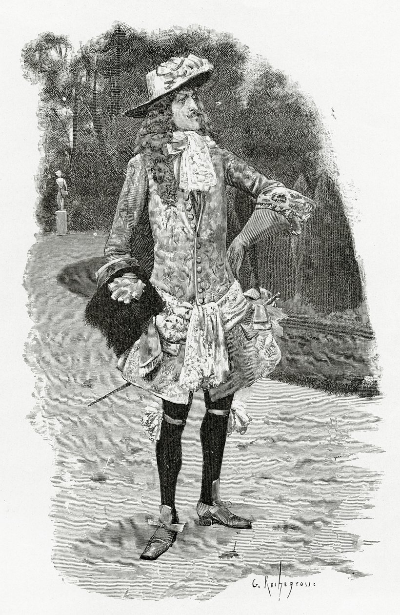 Lord David Dirry-Moir - ilustração do homem rindo, século XIX (gravura bw) de Georges Marie Rochegrosse