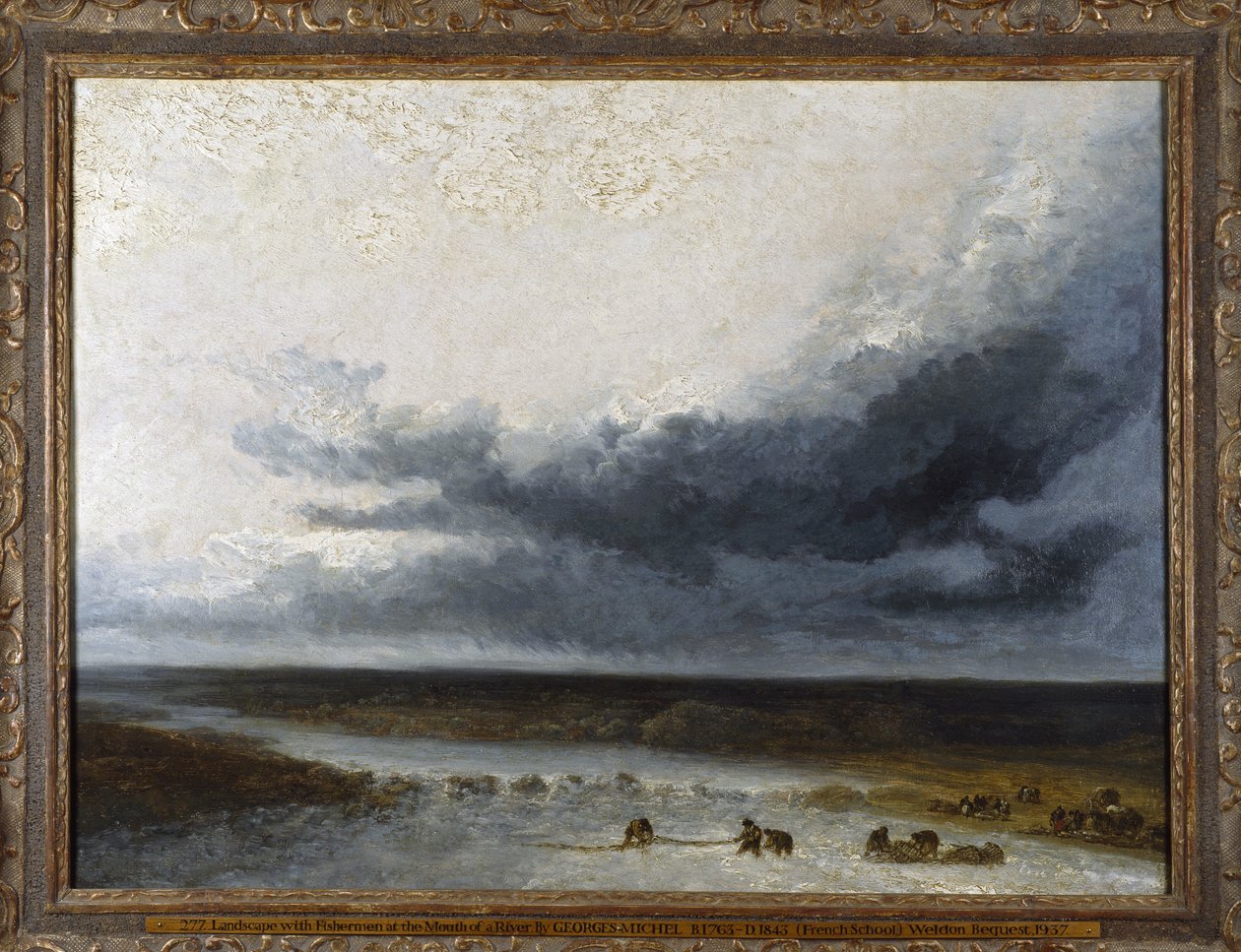 Paisagem, com, pescadores, em, a, boca, de, um, rio de Georges Michel