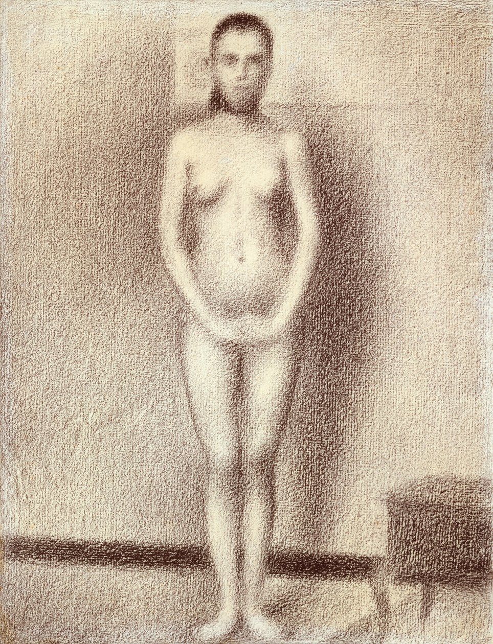 Estudo para Les Posereuses, 1886 (conto de lápis sobre papel) de Georges Seurat