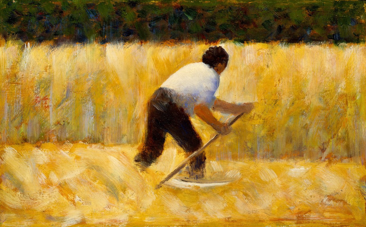 A segadeira, 1881-82 (óleo na madeira) de Georges Seurat