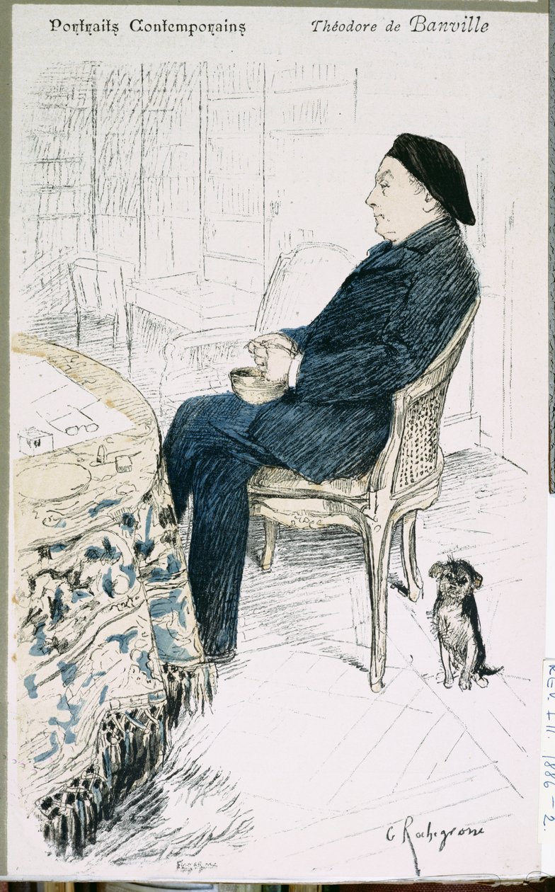 Theodore de Banville (1823-91), de &39;The Illustree Review, 1886 (gravura a cores) de Georges Marie Rochegrosse