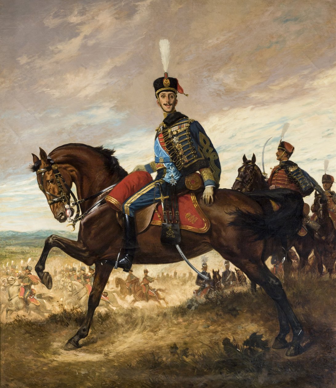 Retrato de Alfonso XIII com uniforme de hussardo de Georges Scott