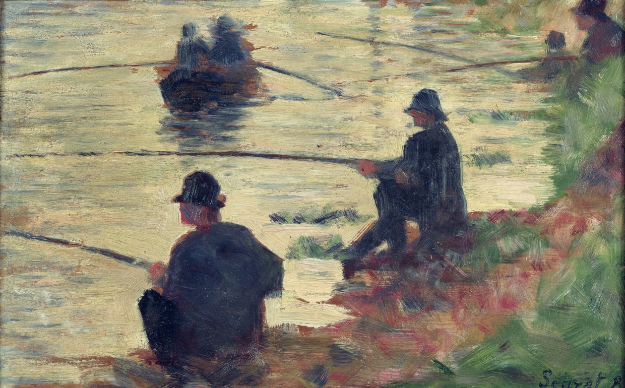 Pescadores, estudo para &39;The Great Jatte&39;, 1883 de Georges Seurat