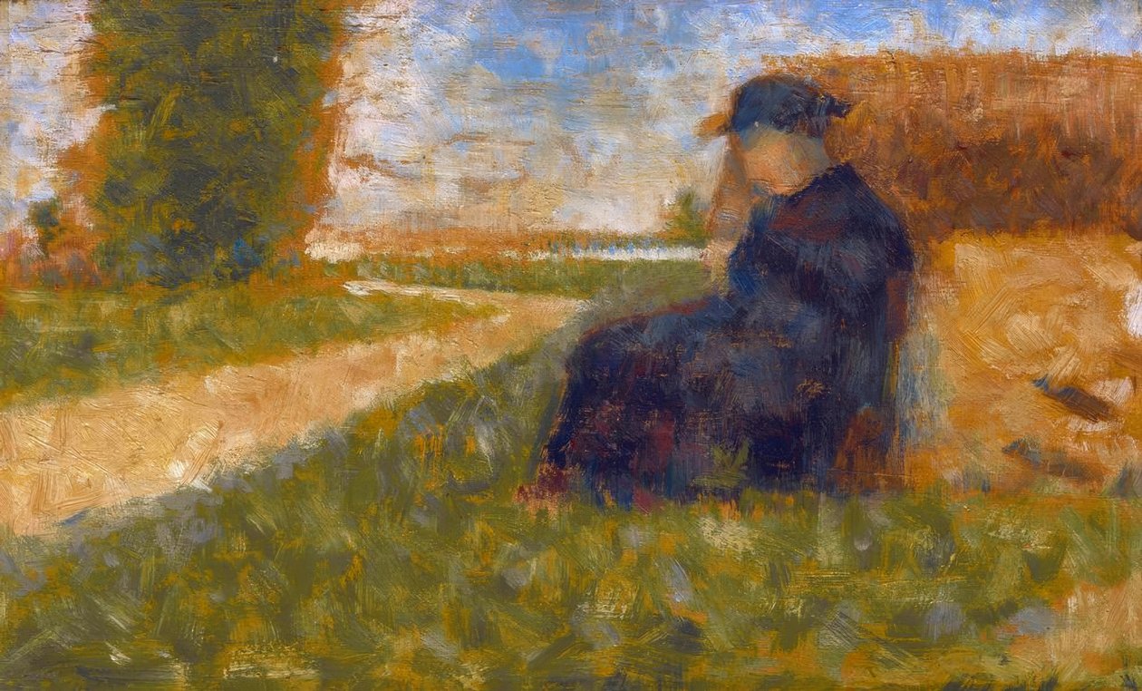 Figura maciça em uma paisagem em Barbizon de Georges Seurat