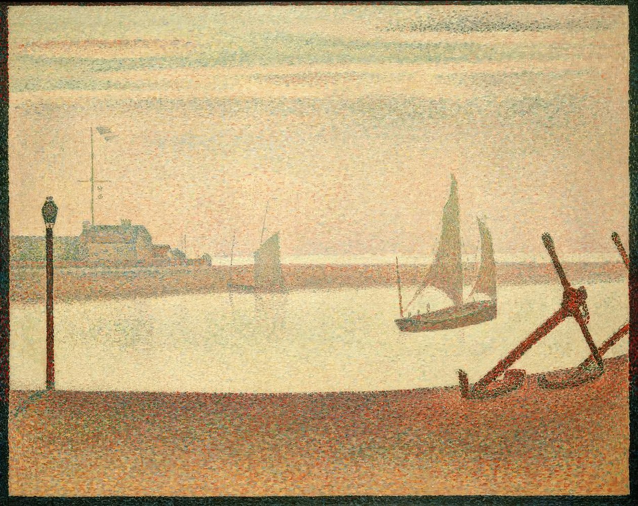 O Canal de Gravelines: Uma Noite (Abend am Kanal v. Gravel.) de Georges Seurat