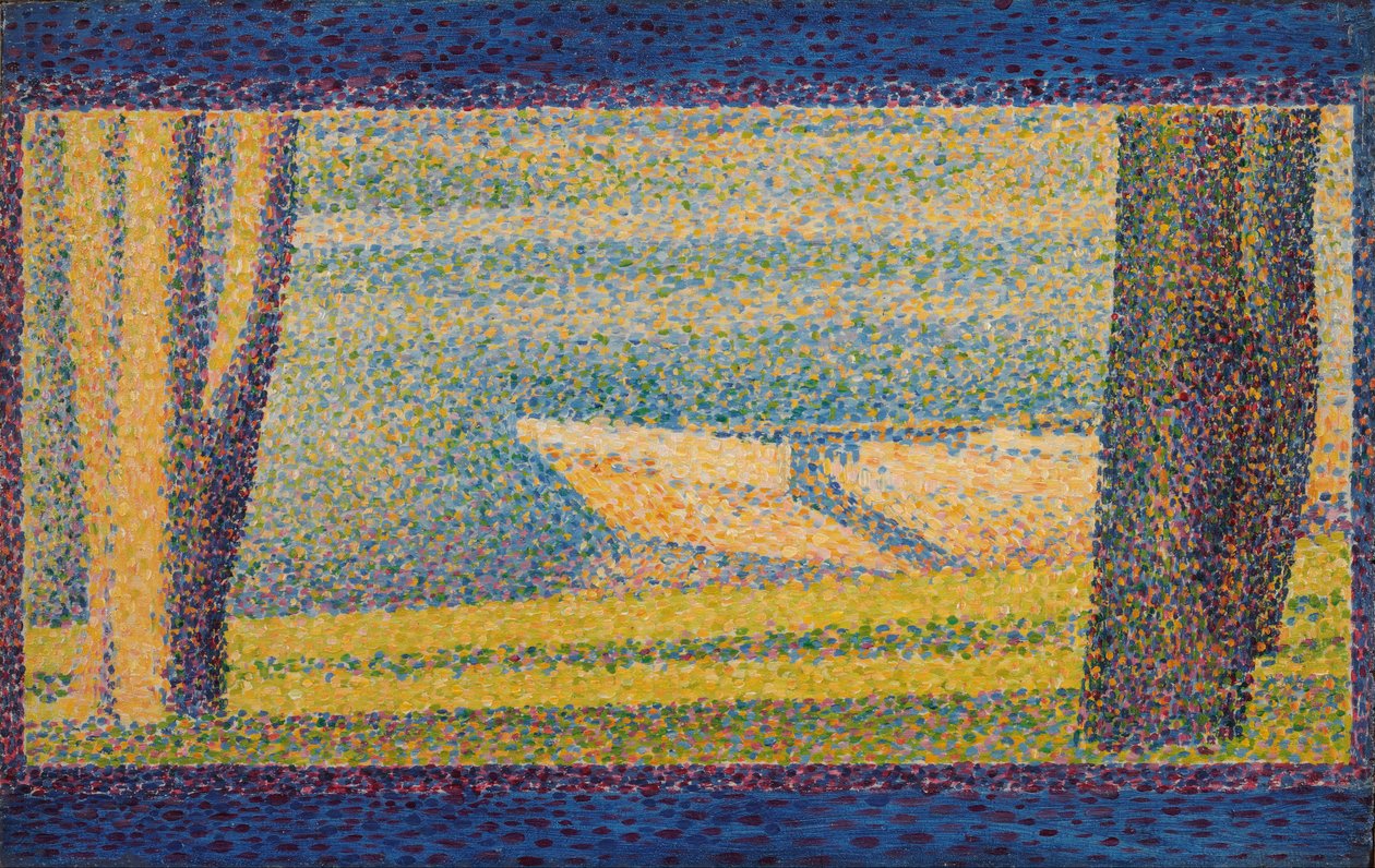 Barcos ancorados e árvores de Georges Seurat