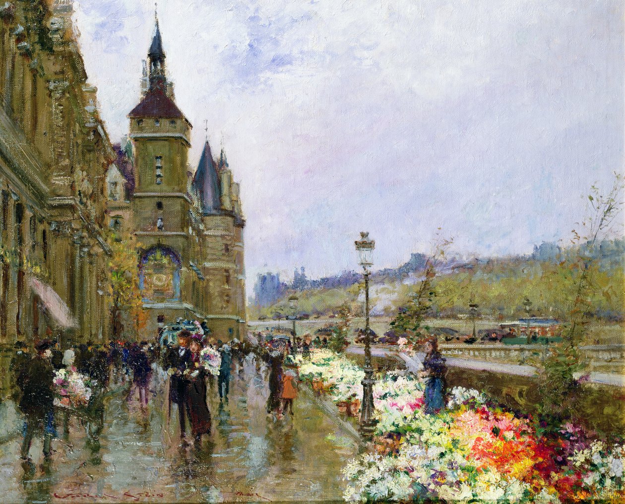 Vendedores de flores pelo Sena de Georges Stein