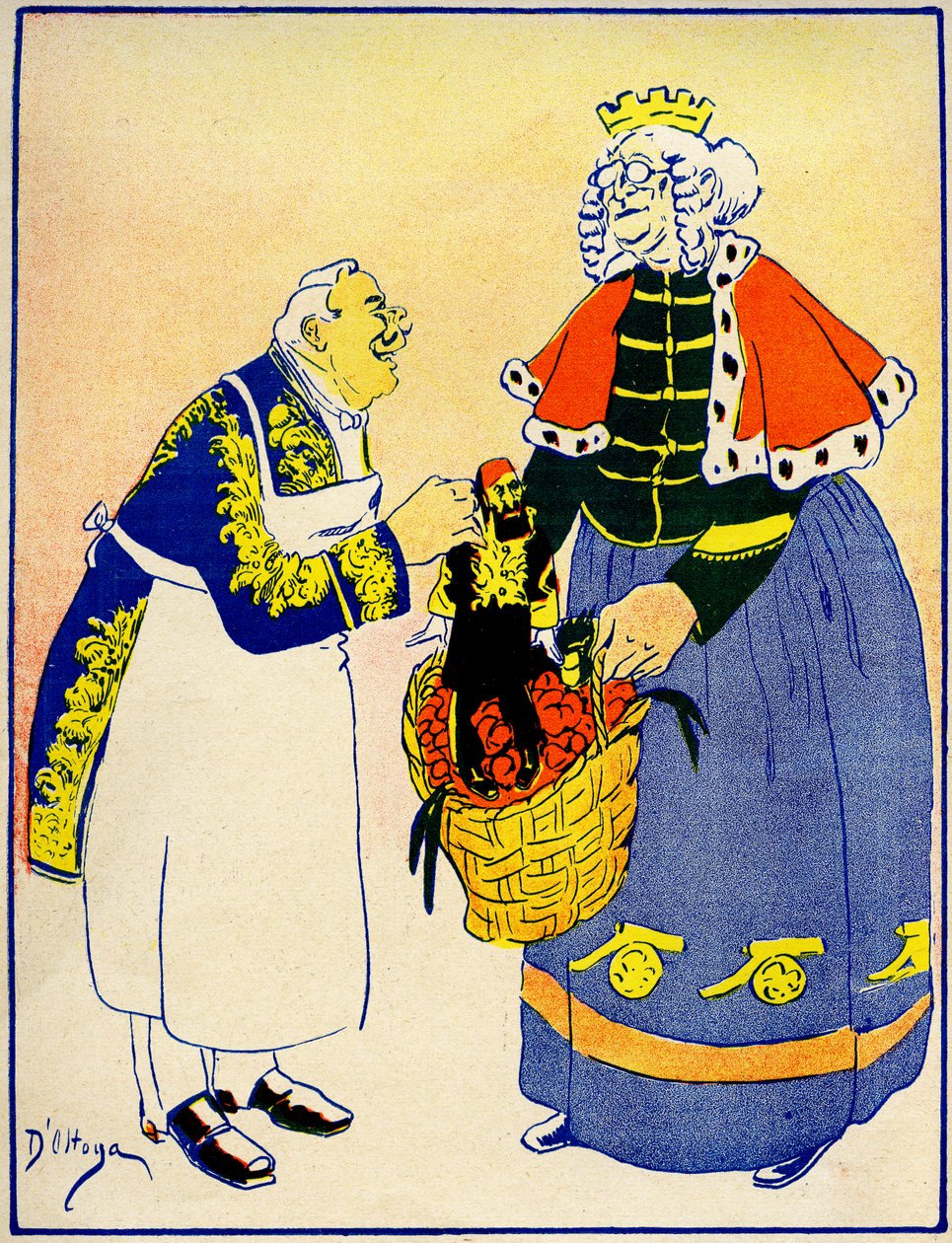 Um diplomata entrega a Turquia à Europa para cuidar, em 1908.. de Georges d 1878 1937 Ostoya