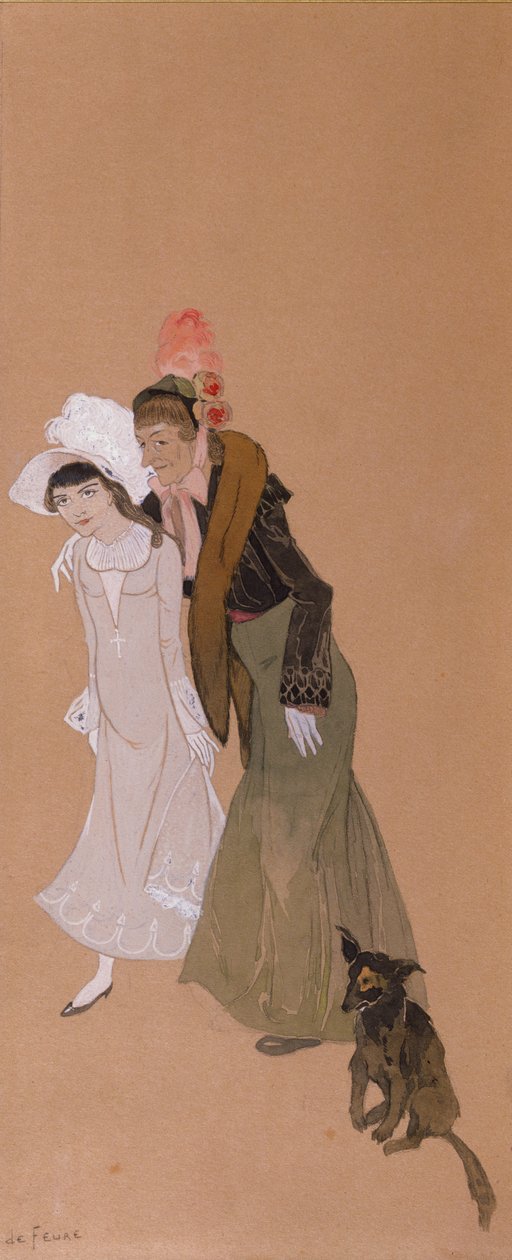 Mme Alvarez com sua neta, Gigi, 1943 de Georges de Feure