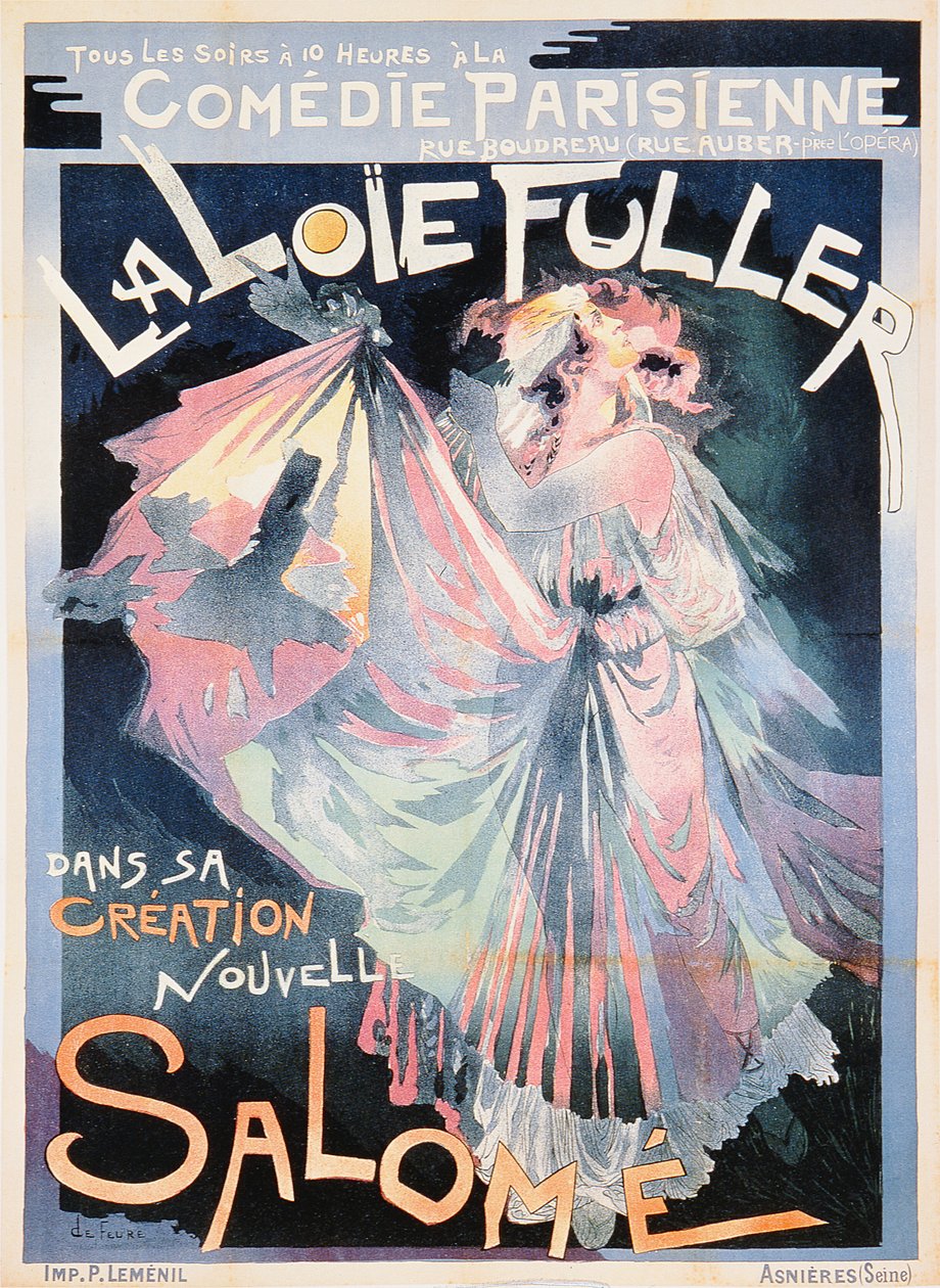 Cartaz de publicidade Loie Fuller como &39;Salomé&39; na Comédie Parisienne de Georges de Feure