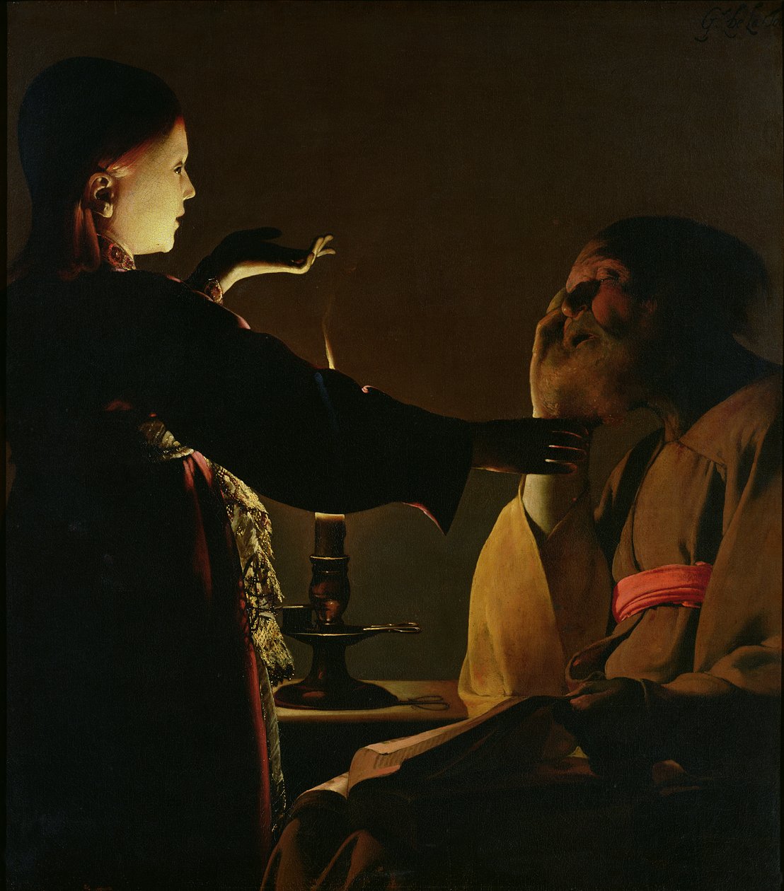 &39;A Aparição do Anjo a São José&39;, também conhecido como &39;O Sonho de São José&39;, 1652 (ver 197670-197671 para detalhes) de Georges de La Tour