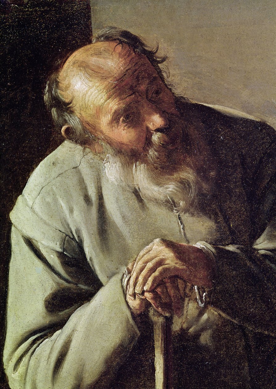 Um velho, detalhe da cabeça, c.1618-19 óleo sobre tela de Georges de La Tour