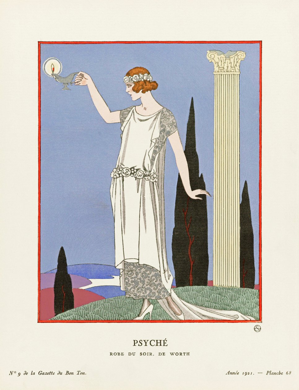 Psique, de "Gazette du Bon Ton" (gravura) de Georges (after) Barbier